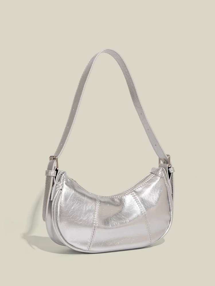 2025 Korean Minimalist Silver Underarm Bag for Women - High-End Shoulder Crossbody Tote 2025 Korean Minimalist Silver Underarm Bag for Women - High-End Shoulder Crossbody Tote