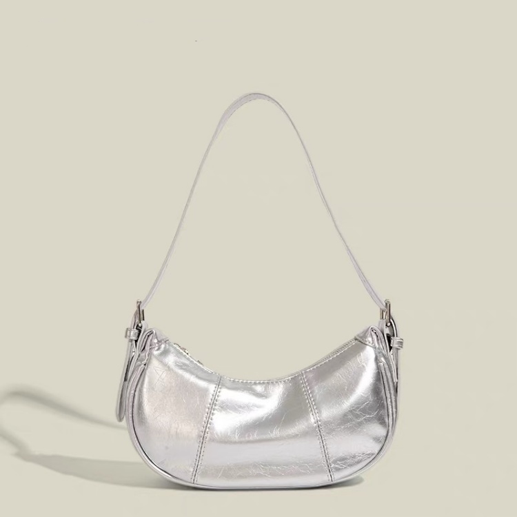 2025 Korean Minimalist Silver Underarm Bag for Women - High-End Shoulder Crossbody Tote