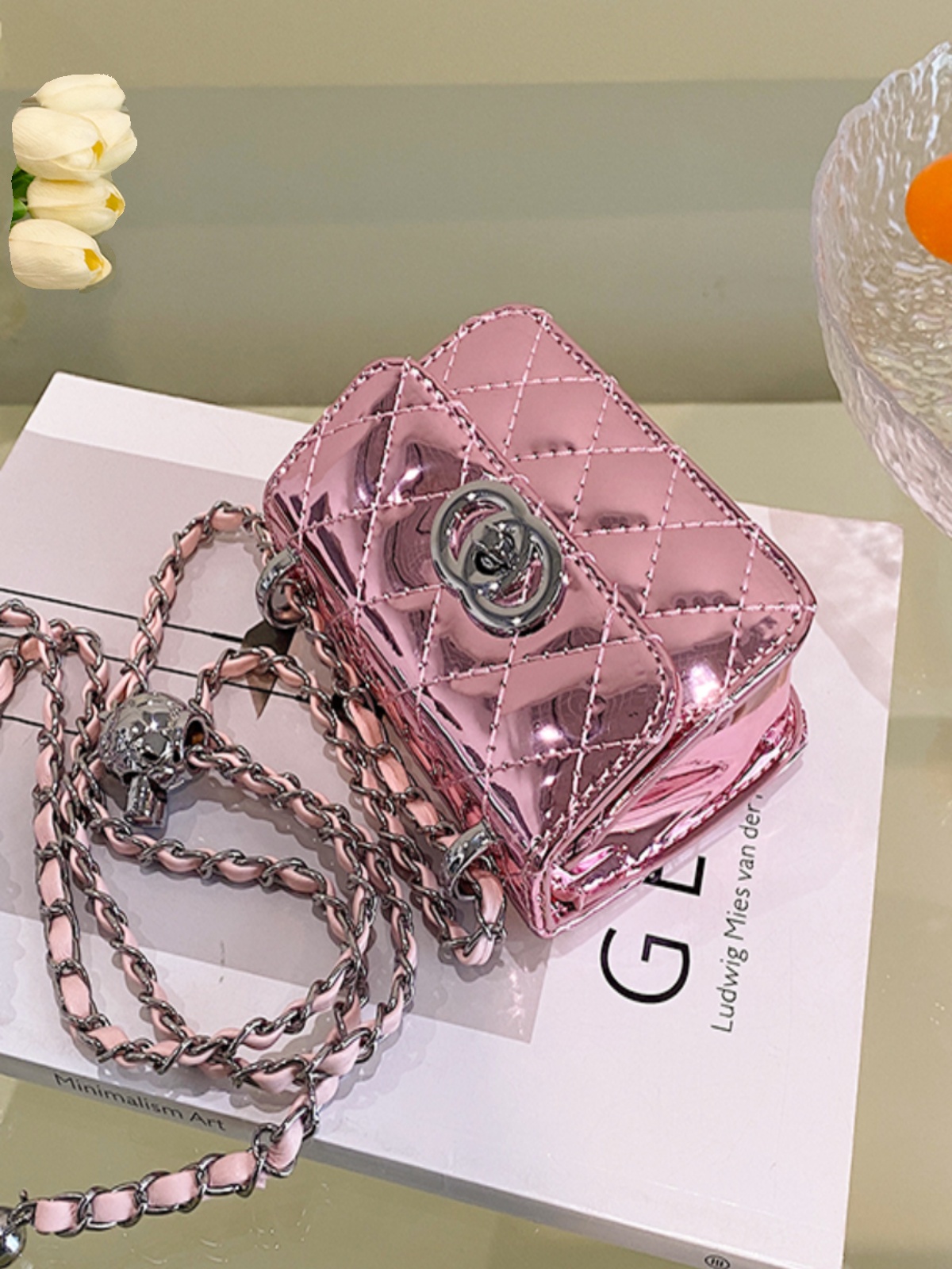 2025 Mini Crossbody Clutch Bag, Patent Leather Chain Earphone Bag with Diamond Pattern, Chic Women's Accessory 2025 Mini Crossbody Clutch Bag, Patent Leather Chain Earphone Bag with Diamond Pattern, Chic Women's Accessory