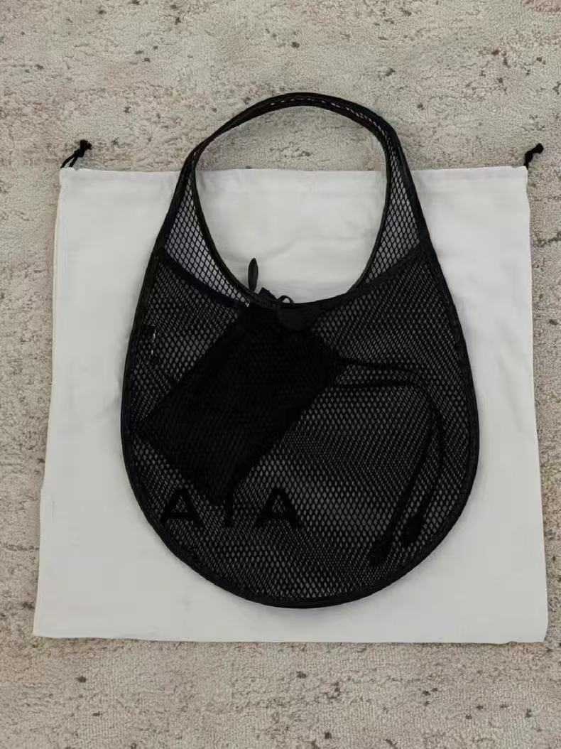 2025 Minimalist Hollow Mesh Shoulder Bag - Round Dark Series Underarm Tote for Internet Celebrity Style 2025 Minimalist Hollow Mesh Shoulder Bag - Round Dark Series Underarm Tote for Internet Celebrity Style