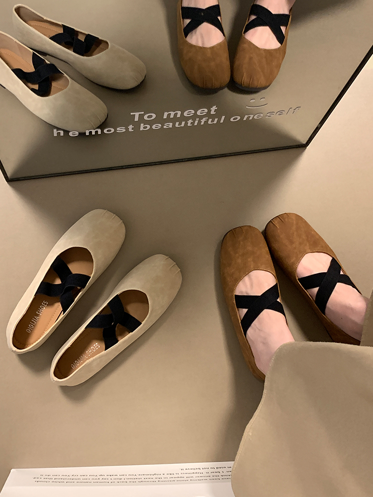 2025 New Ocean One Cross Strap Retro Ballet Flat Mary Jane Shoes for Women - Stylish and Comfortable Footwear