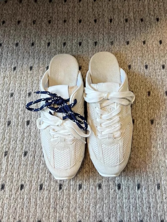 2025 New Style Casual Slip-On Mule Shoes with Laces - Genuine Leather Flat Closed-Toe Slippers for Women - Outdoor Y2K Fashion