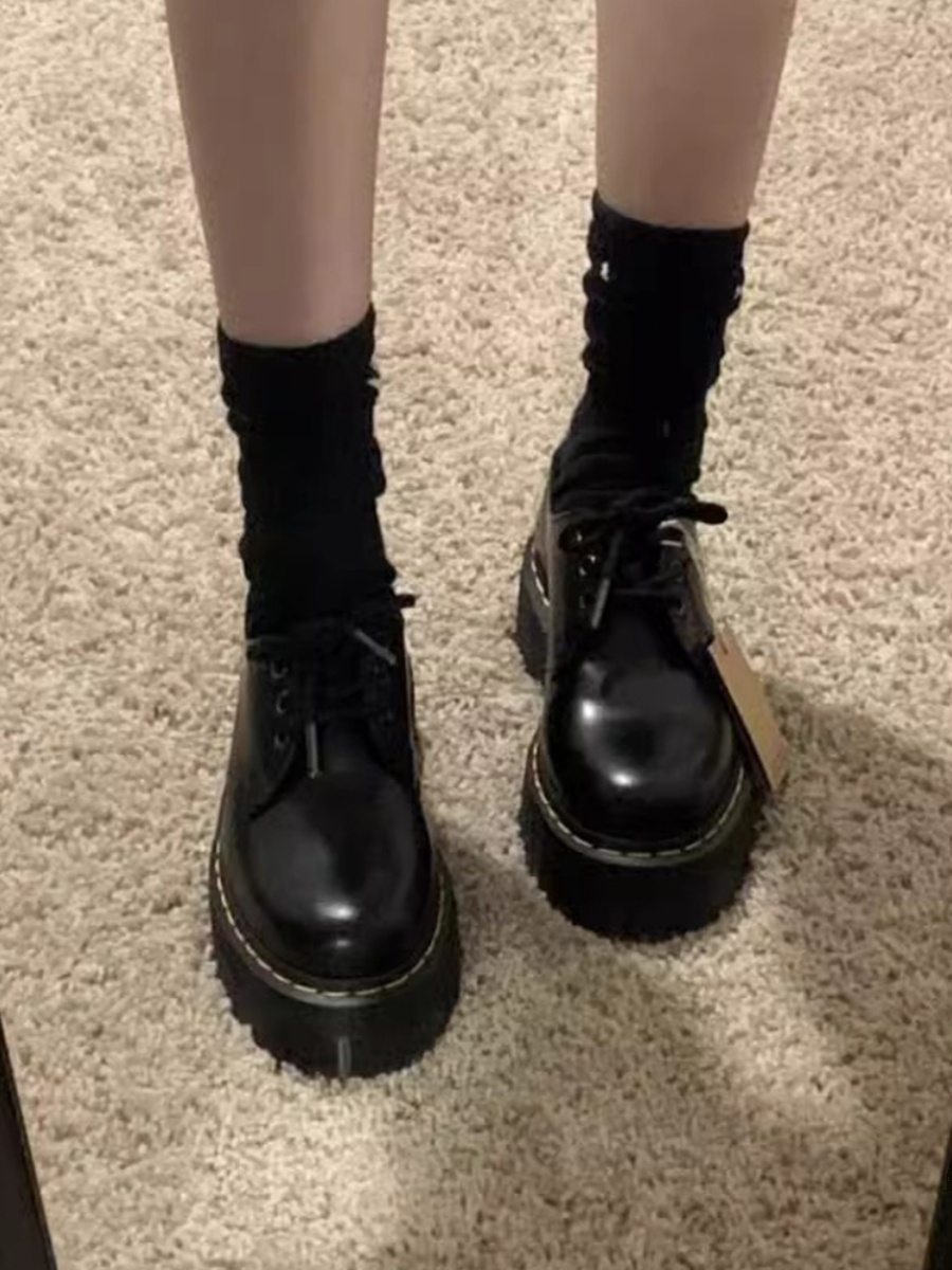 2025 New Style Women's Cowhide Martin Shoes - Thick-Soled Lace-Up Platform Leather Footwear