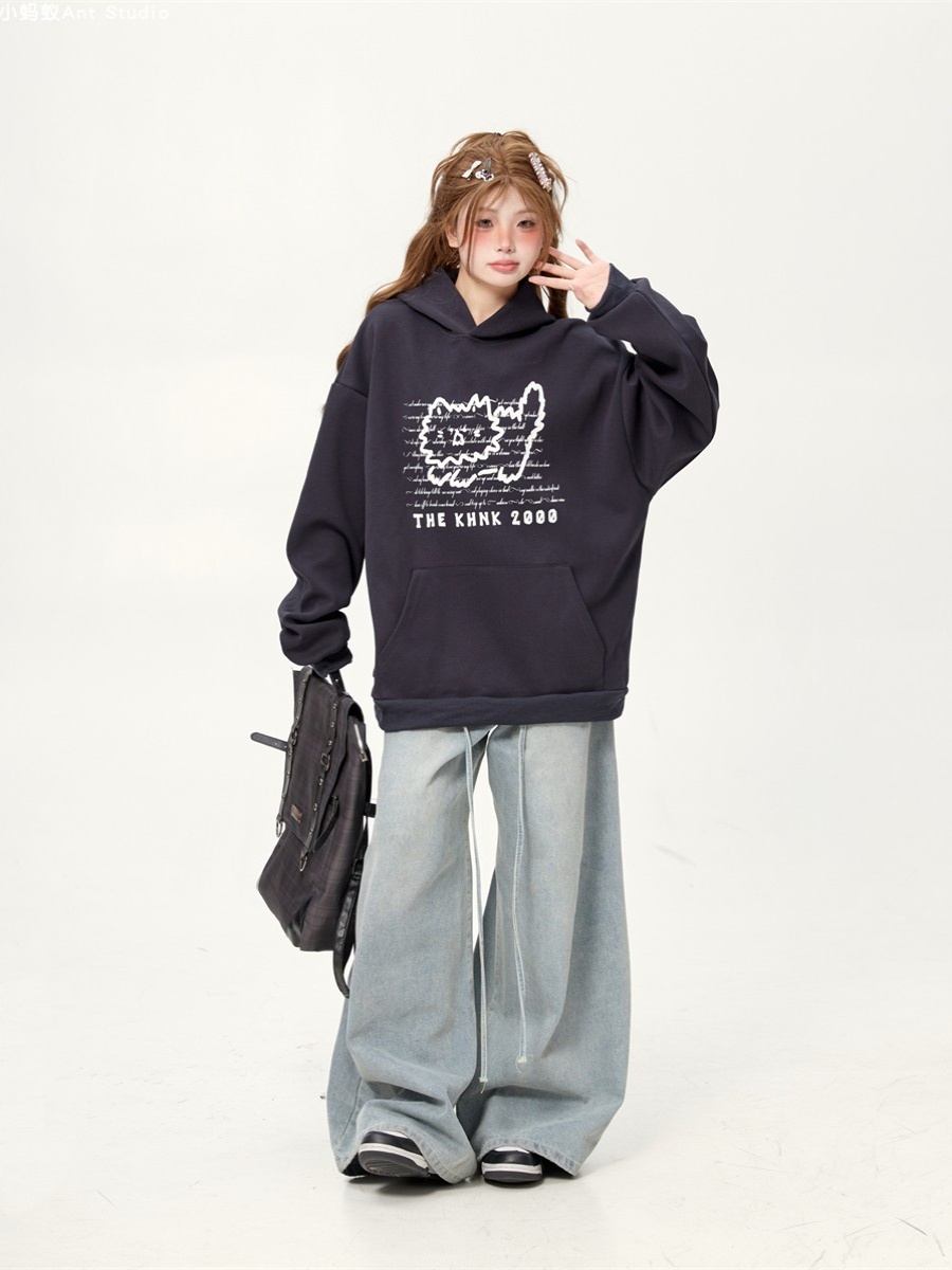 2025 Oversized White Hoodie for Women - Korean Style Lazy Fashion Sweatshirt for Spring & Autumn Couples