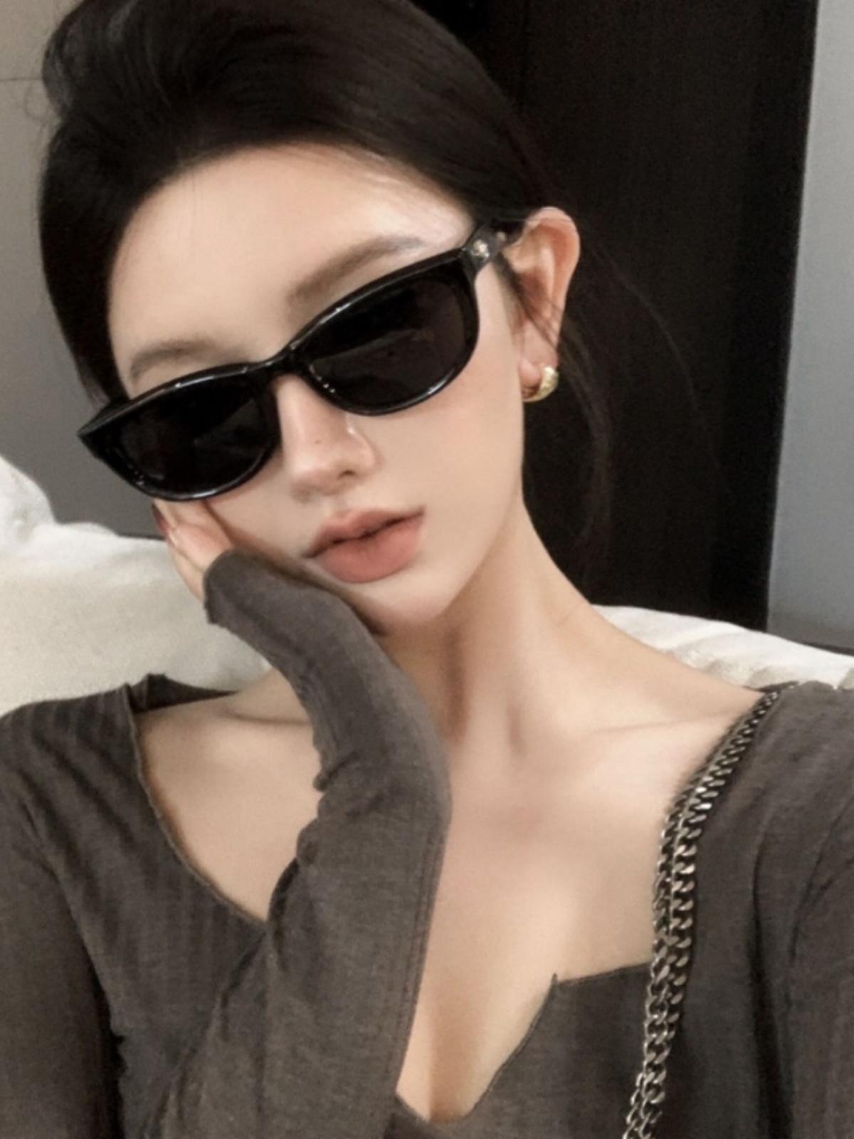 2025 Retro Cat Eye GM Green Oval Sunglasses - Y2K Fashion, European American Style, High-End Sun Protection 2025 Retro Cat Eye GM Green Oval Sunglasses - Y2K Fashion, European American Style, High-End Sun Protection