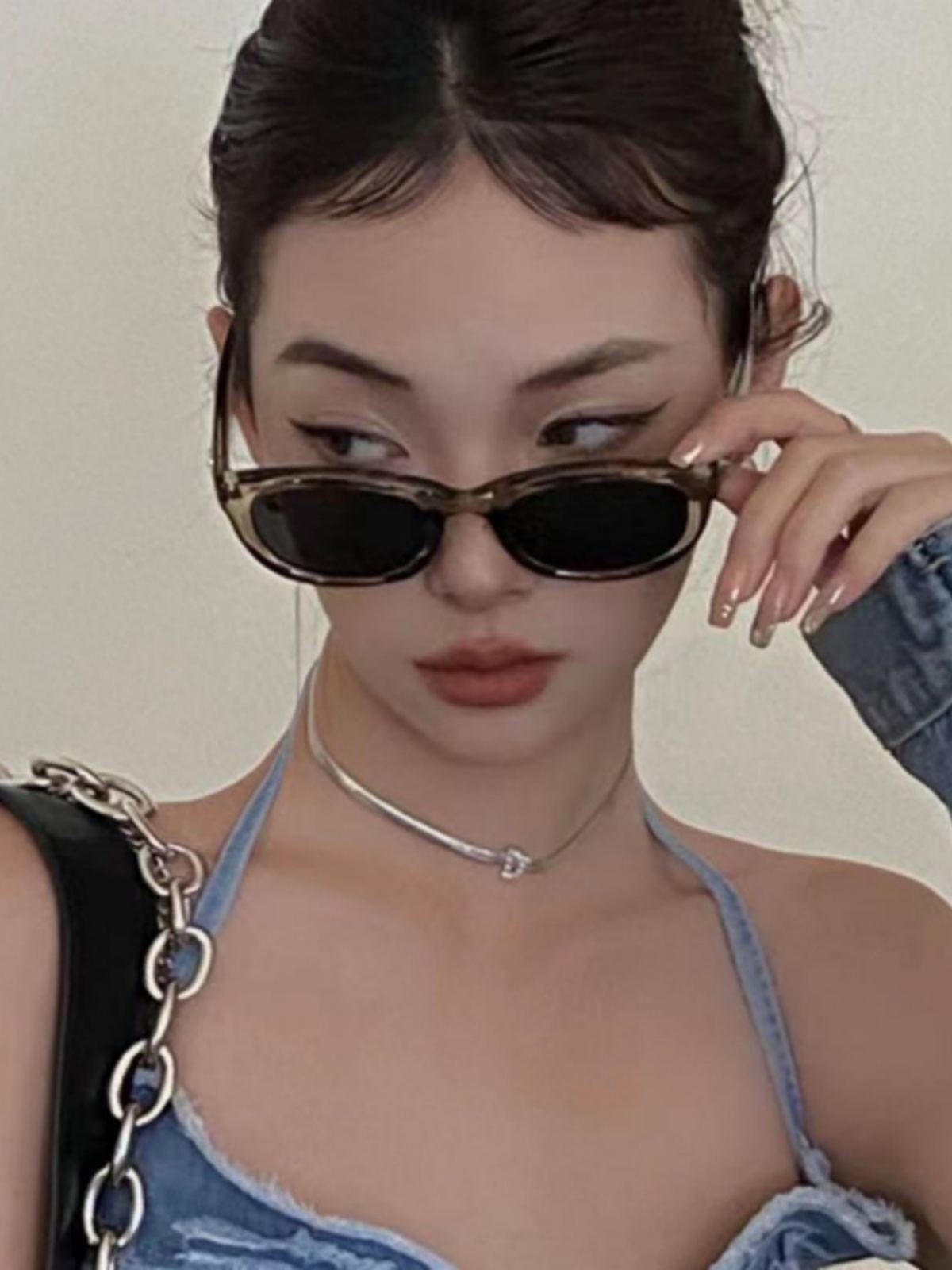 2025 Retro Cat Eye GM Green Oval Sunglasses - Y2K Fashion, European American Style, High-End Sun Protection 2025 Retro Cat Eye GM Green Oval Sunglasses - Y2K Fashion, European American Style, High-End Sun Protection