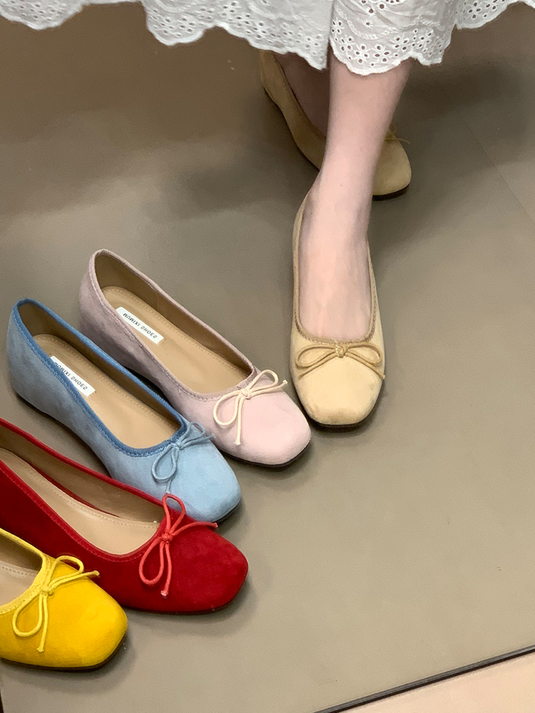 2025 Retro Elegant Hidden Height Slip-On Suede Ballet Flats - Ocean Inspired Design, Chic Casual Footwear