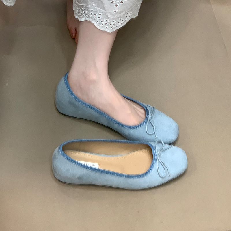 2025 Retro Elegant Hidden Height Slip-On Suede Ballet Flats - Ocean Inspired Design, Chic Casual Footwear