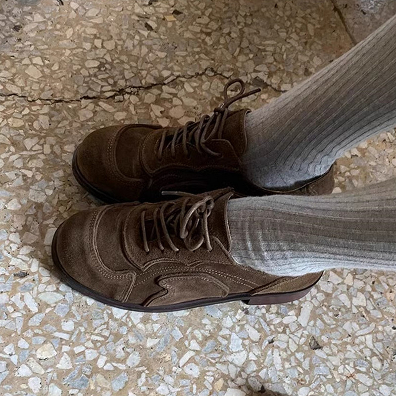 2025 Retro Lace-Up Derby Shoes in Genuine Leather - Versatile Flat Casual Loafers for Commuting and Everyday Wear