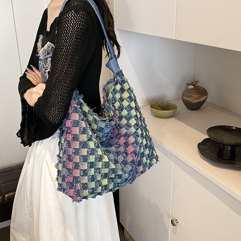 2025 Retro Large Capacity Denim Tote Bag for Women - Casual Shoulder Bag for Students & Commuting, Trendy Everyday Style 2025 Retro Large Capacity Denim Tote Bag for Women - Casual Shoulder Bag for Students & Commuting, Trendy Everyday Style