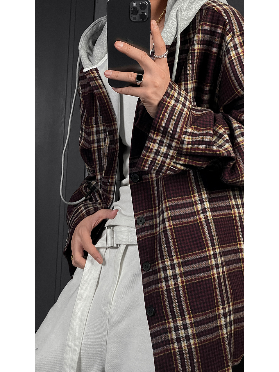 2025 Retro Loose Plaid Hooded Casual Shirt Jacket - Versatile Niche Fashion for 90s and Y2K Inspired Styles
