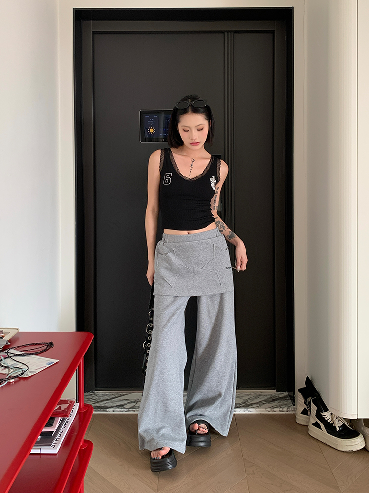 2025 Spring American Vintage Two-Piece Star Print Sweatpants for Women - Loose Casual Straight Leg Fashion Long Pants 2025 Spring American Vintage Two-Piece Star Print Sweatpants for Women - Loose Casual Straight Leg Fashion Long Pants