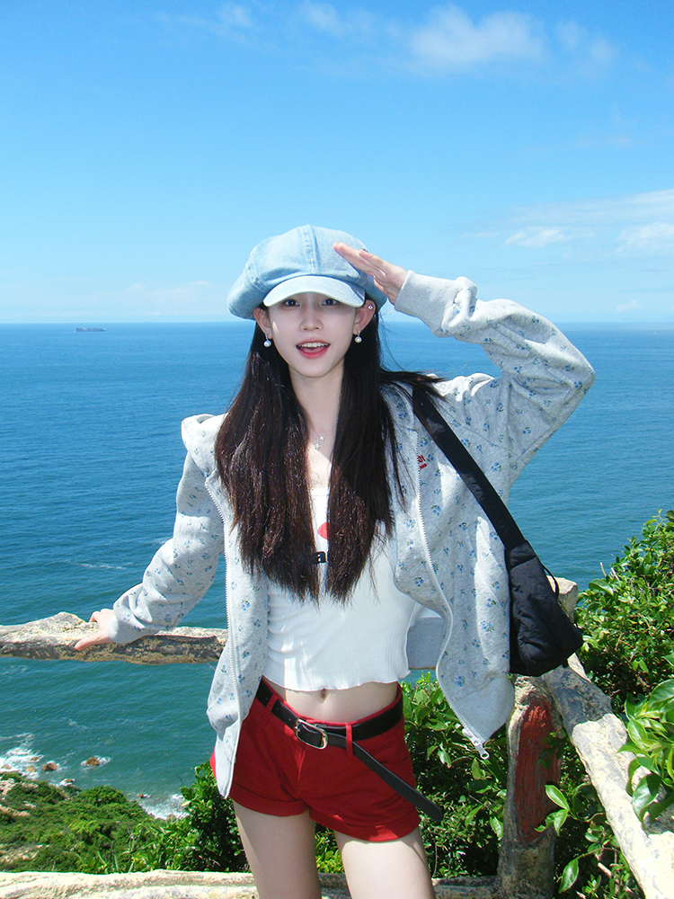 2025 Spring Autumn American Vintage Floral Hooded Zipper Cardigan Sweatshirt for Women - Loose Casual Jacket