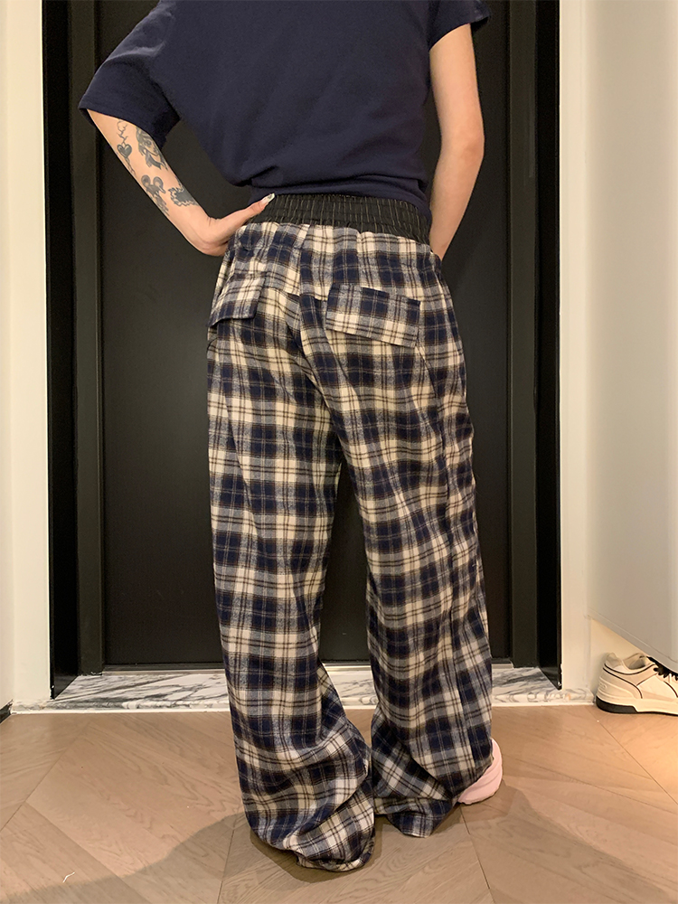 2025 Spring Vintage Patchwork Plaid Pants for Men and Women - Loose Casual Straight Leg Trousers, Retro American Style 2025 Spring Vintage Patchwork Plaid Pants for Men and Women - Loose Casual Straight Leg Trousers, Retro American Style