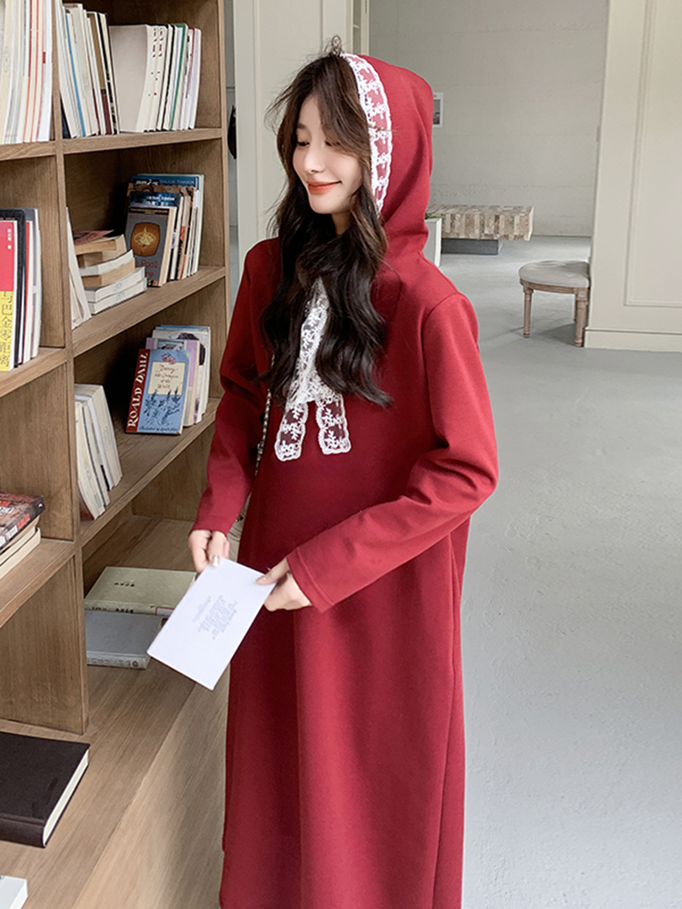 2025 Spring Women's Long Dress - Loose Slimming Design with Red Bow - Stylish Sweatshirt for New Year Outfit 2025 Spring Women's Long Dress - Loose Slimming Design with Red Bow - Stylish Sweatshirt for New Year Outfit