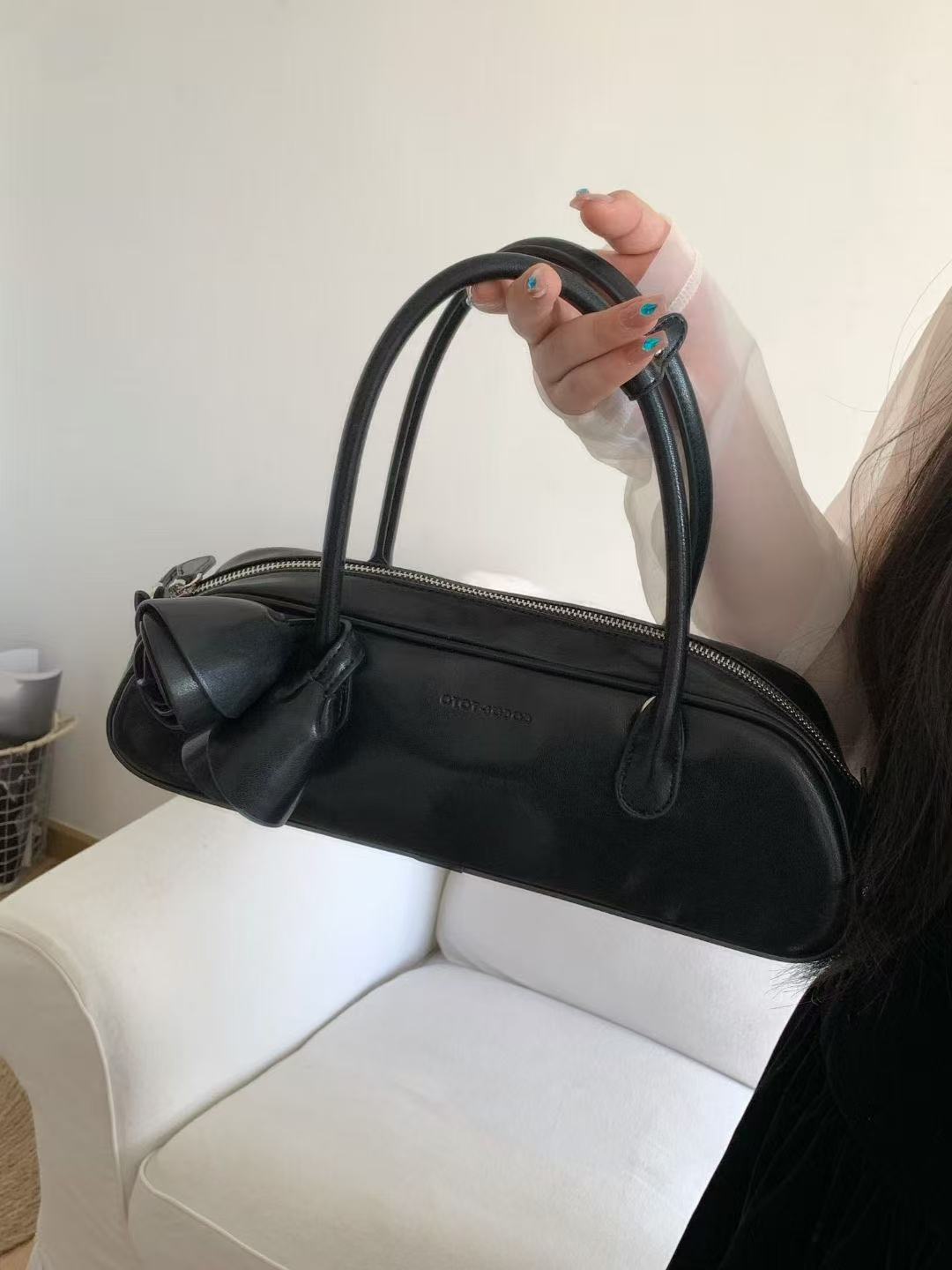 2025 Spring/Summer Rose Design Long Baguette Bag - Fresh Solid Color Versatile Tote & Crossbody Women's Bag