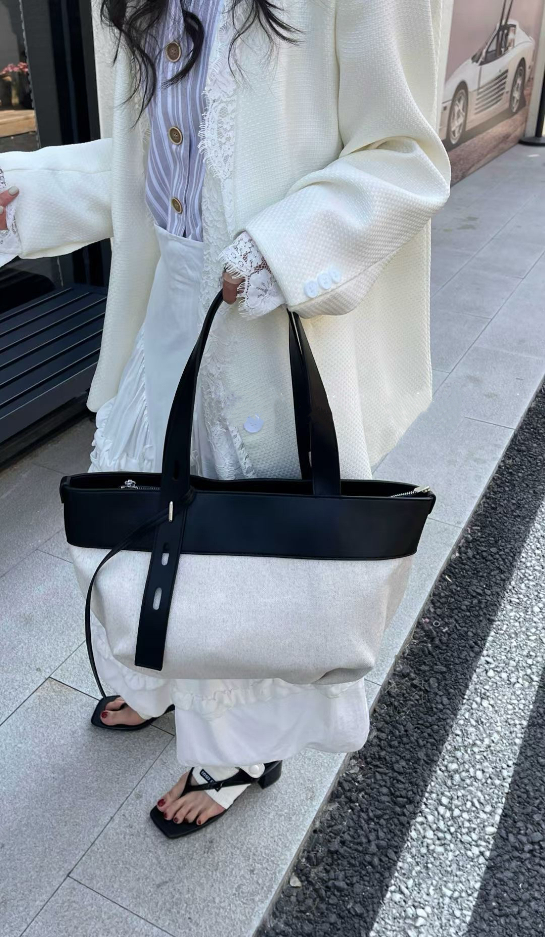 2025 Spring/Summer Single Shoulder Tote Bag, Cotton Linen, Fashionable Versatile High-End Commuter Women's Bag