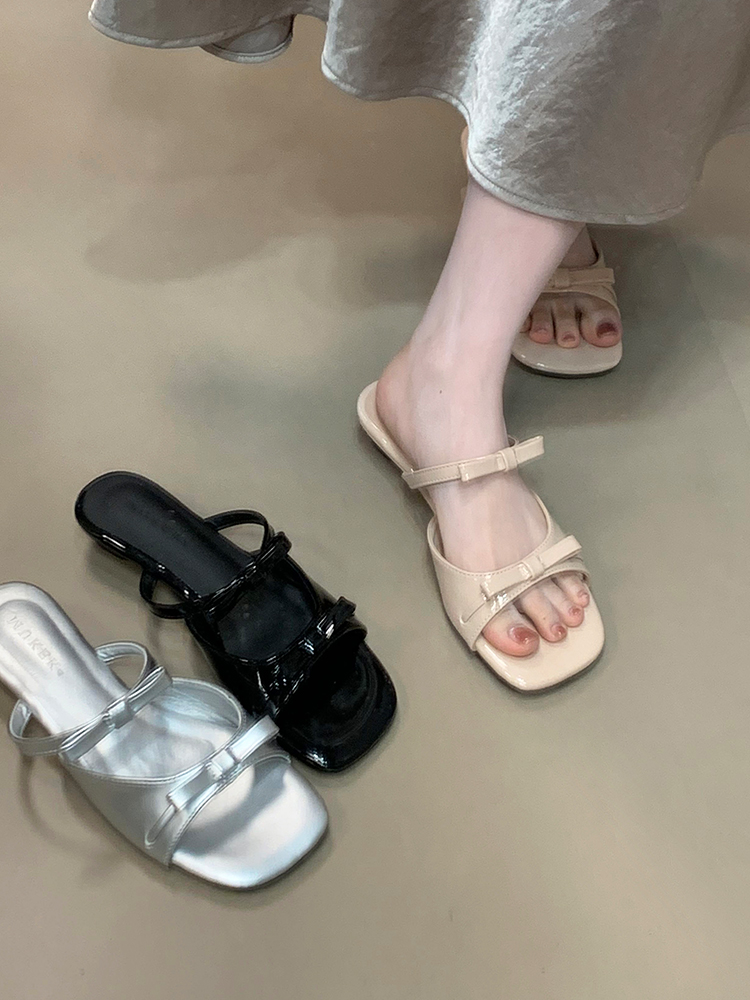 2025 Summer Bowknot French Fairy One-Strap Sandals - Trendy Beach Vacation Flip-Flops