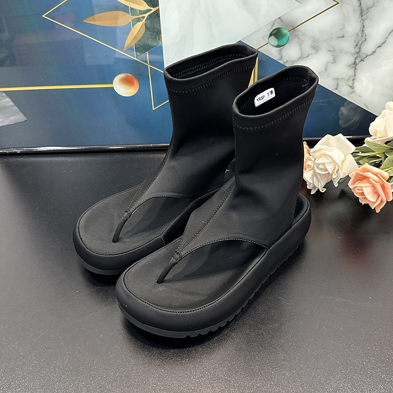 2025 Summer Korean Style Thick-Soled Flip-Flop Sandals - Versatile Slip-On Short Boots for Women