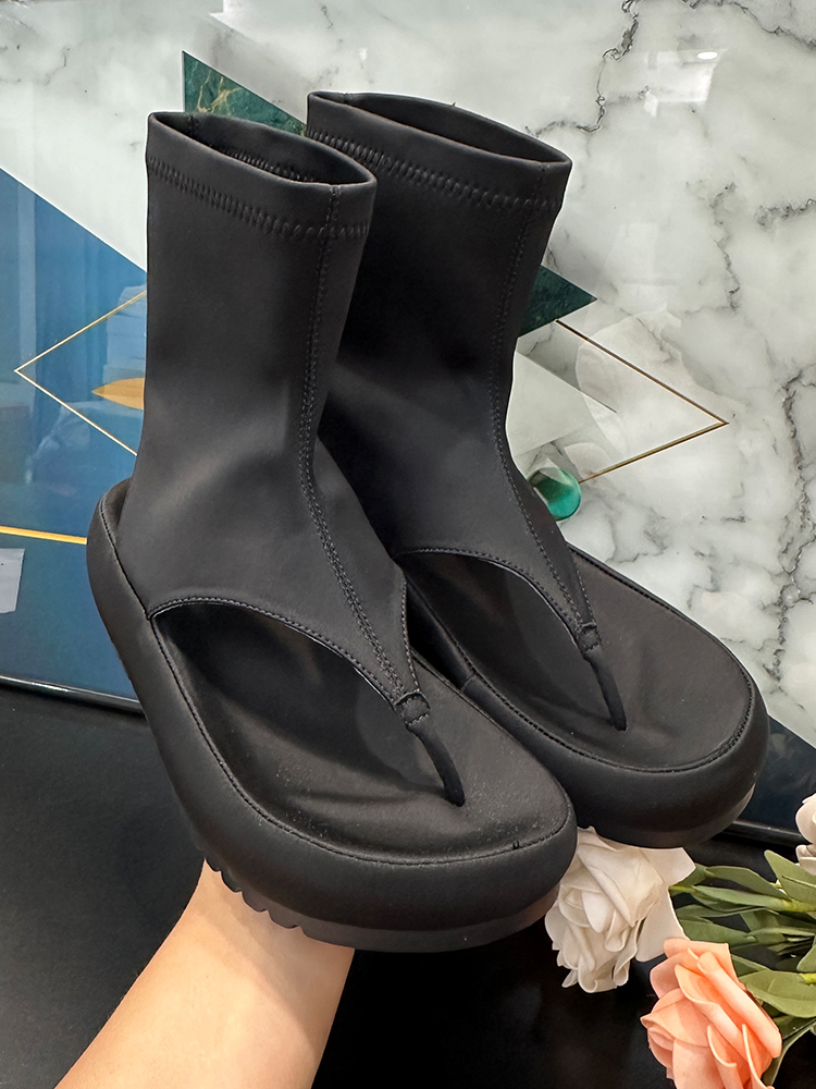 2025 Summer Korean Style Thick-Soled Flip-Flop Sandals - Versatile Slip-On Short Boots for Women