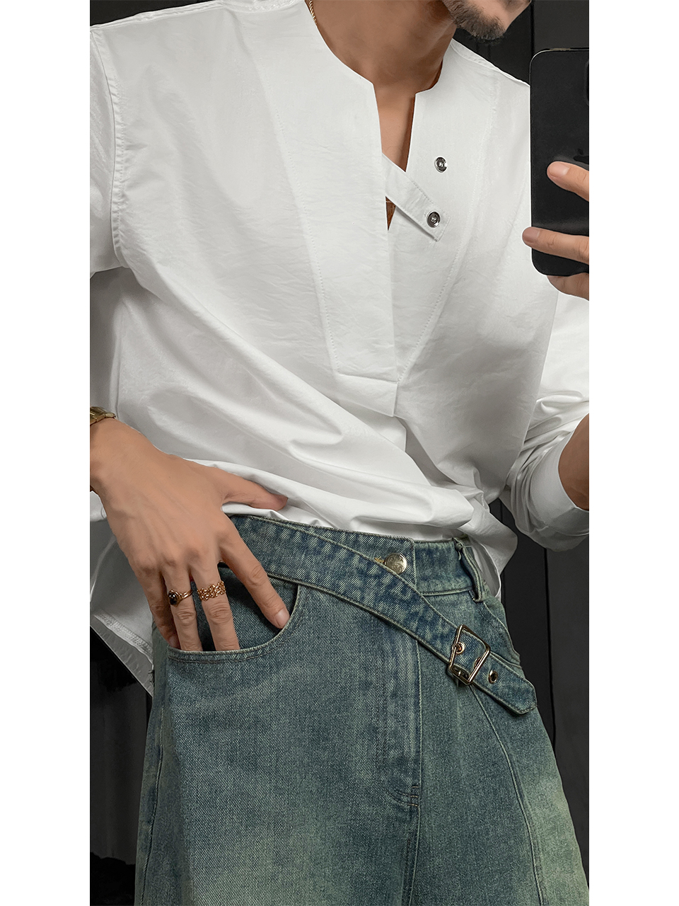 2025 Summer Long Sleeve Solid Color Shirt - Loose Fit, Casual Versatile Design, Niche Aesthetic for Effortless Style