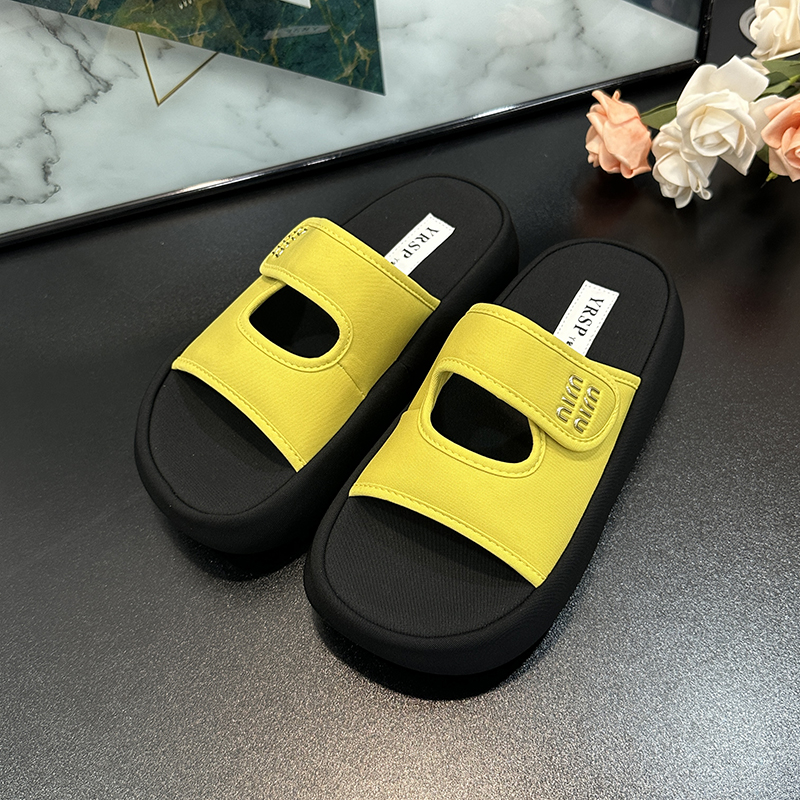 2025 Summer Platform Thick Sole Height-Increasing Velcro Women's Slippers - Casual Versatile European Style