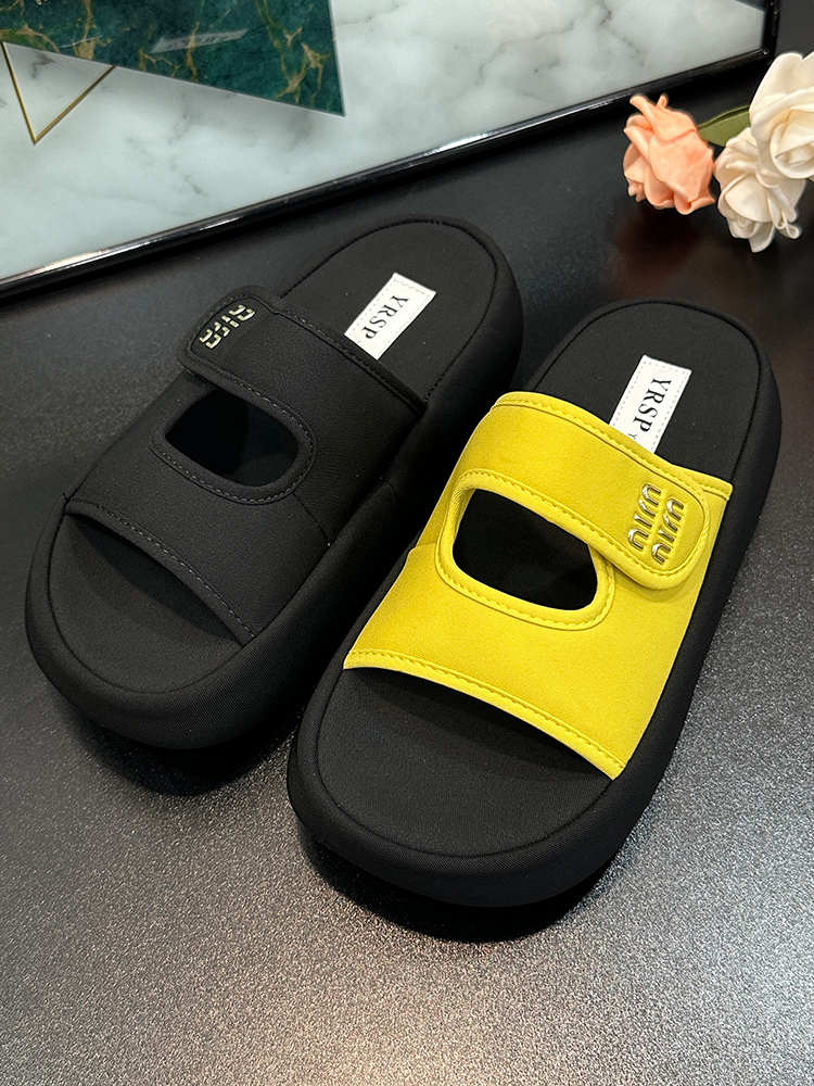 2025 Summer Platform Thick Sole Height-Increasing Velcro Women's Slippers - Casual Versatile European Style