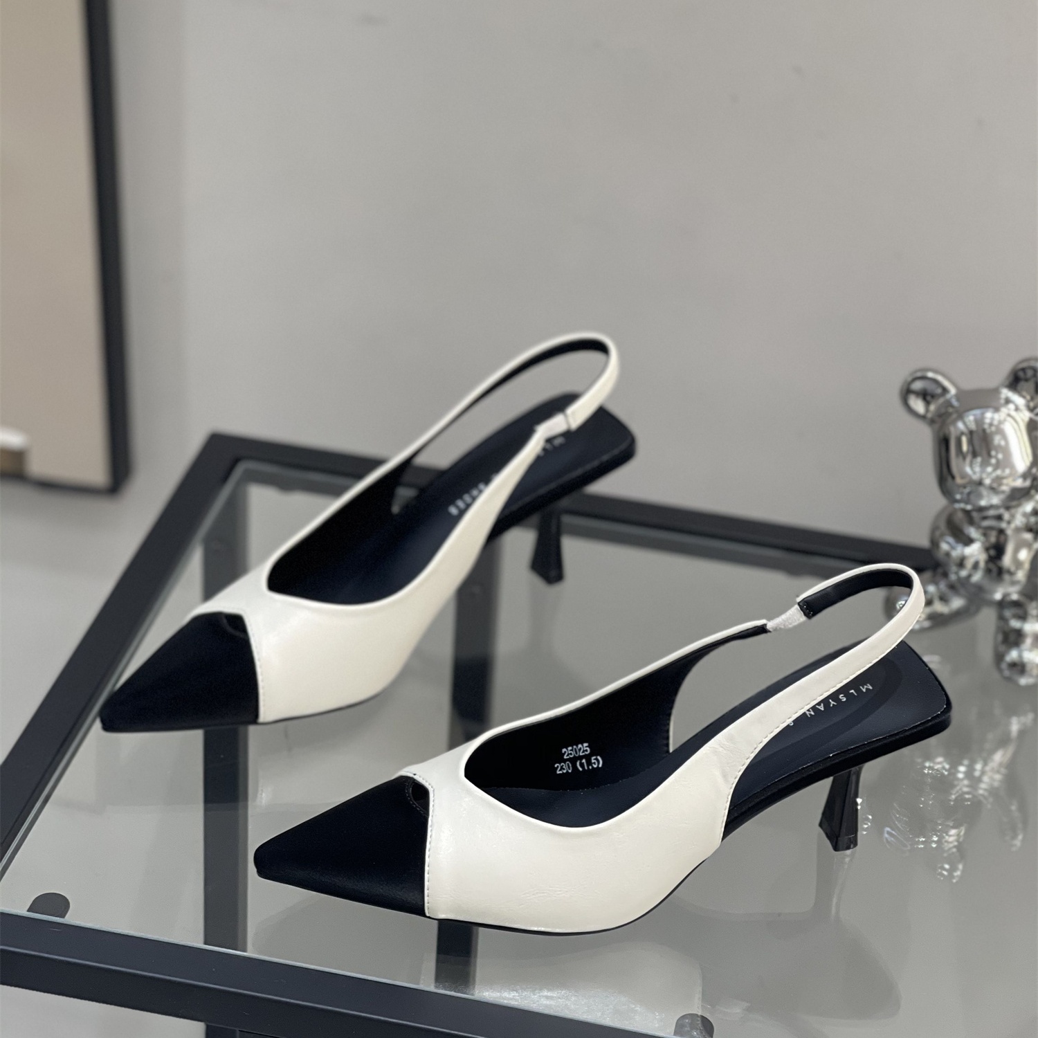 2025 Summer Women's French Style Pointed Toe Sandals - Versatile Spliced Back Strap Thin High Heels for Chic Temperament