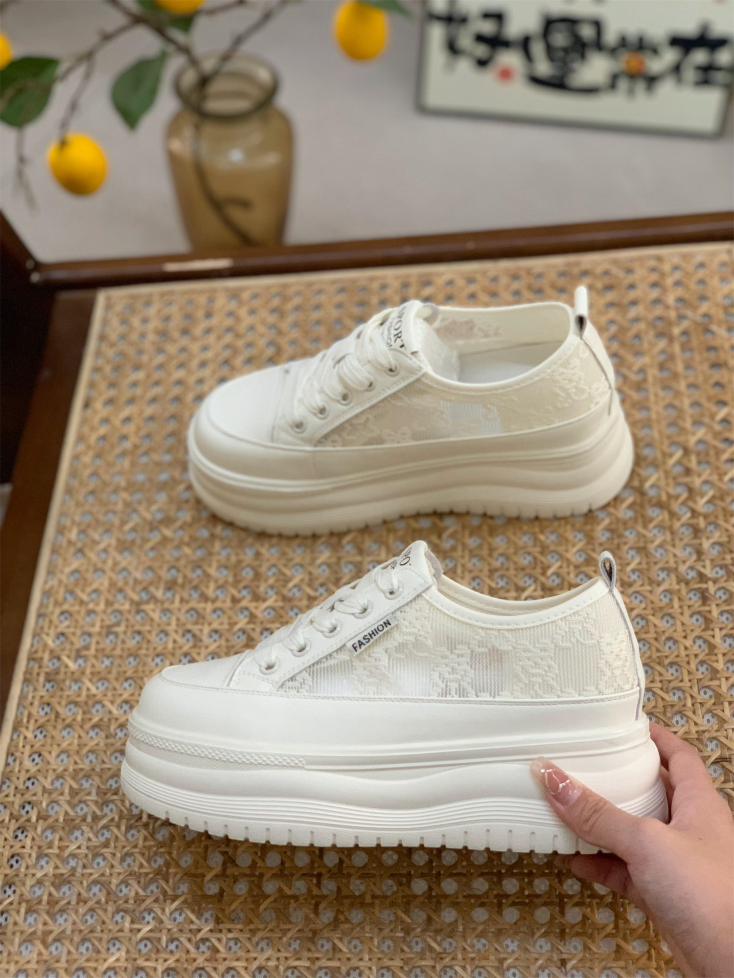2025 Summer Women's Thick-Soled Platform Mesh Leather Sneakers - Casual Sports Shoes for Height Increase 2025 Summer Women's Thick-Soled Platform Mesh Leather Sneakers - Casual Sports Shoes for Height Increase