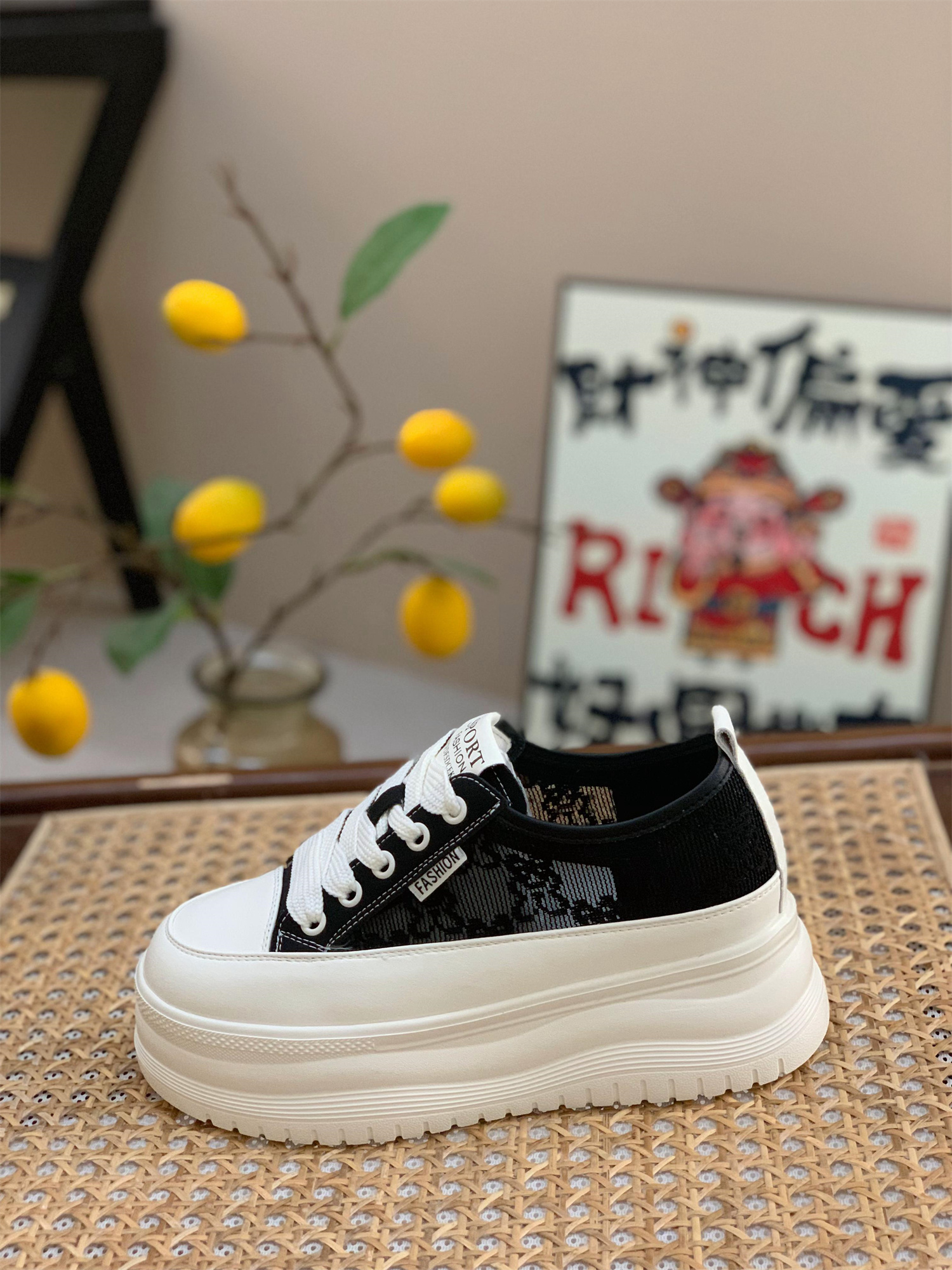 2025 Summer Women's Thick-Soled Platform Mesh Leather Sneakers - Casual Sports Shoes for Height Increase 2025 Summer Women's Thick-Soled Platform Mesh Leather Sneakers - Casual Sports Shoes for Height Increase