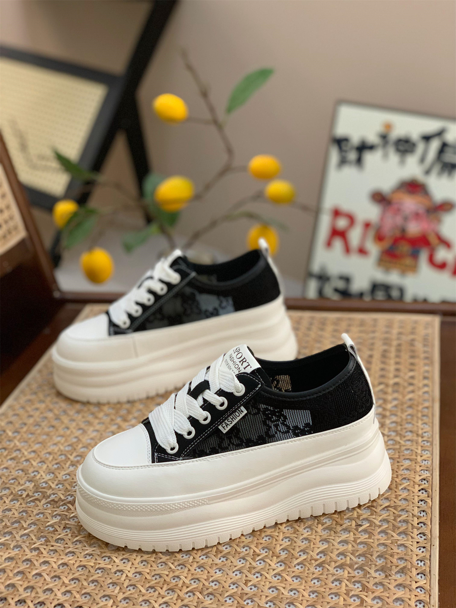 2025 Summer Women's Thick-Soled Platform Mesh Leather Sneakers - Casual Sports Shoes for Height Increase 2025 Summer Women's Thick-Soled Platform Mesh Leather Sneakers - Casual Sports Shoes for Height Increase