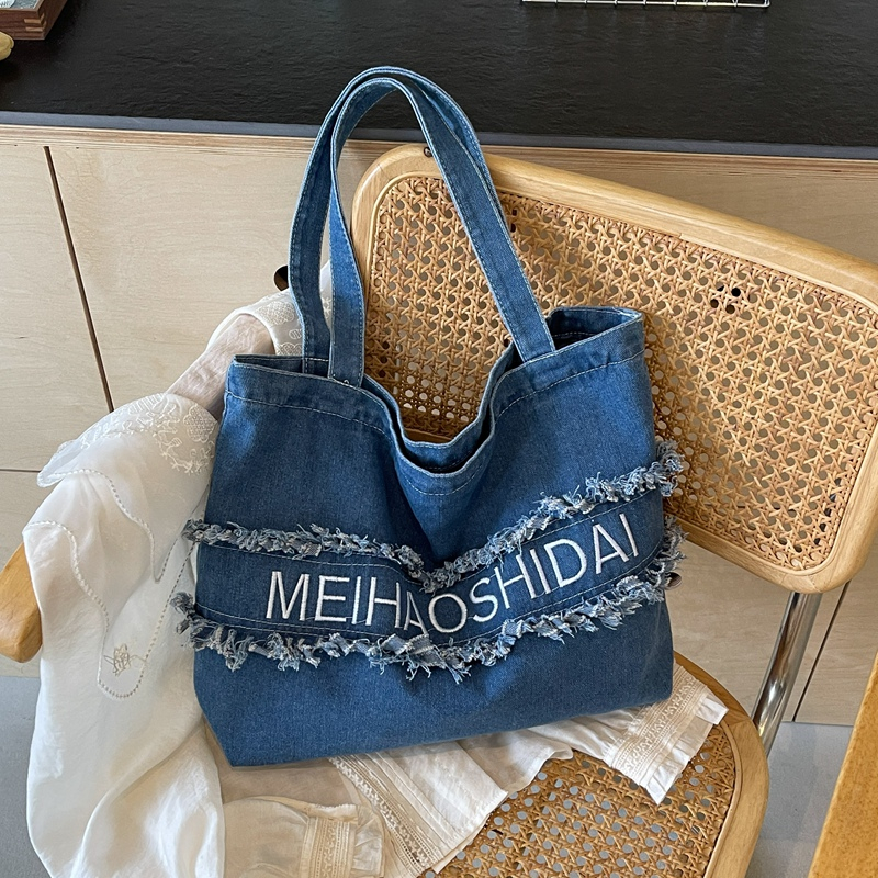 2025 Women's Denim Tote Bag - Large Capacity College Commuter Shoulder Bag for Students 2025 Women's Denim Tote Bag - Large Capacity College Commuter Shoulder Bag for Students