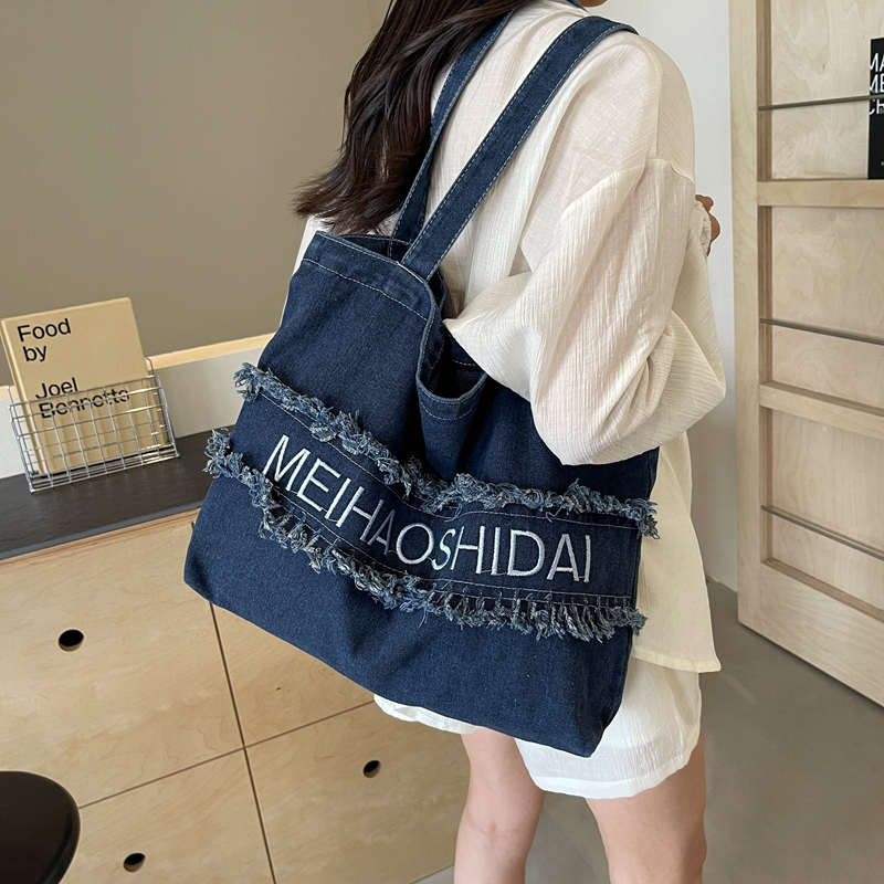 2025 Women's Denim Tote Bag - Large Capacity College Commuter Shoulder Bag for Students 2025 Women's Denim Tote Bag - Large Capacity College Commuter Shoulder Bag for Students