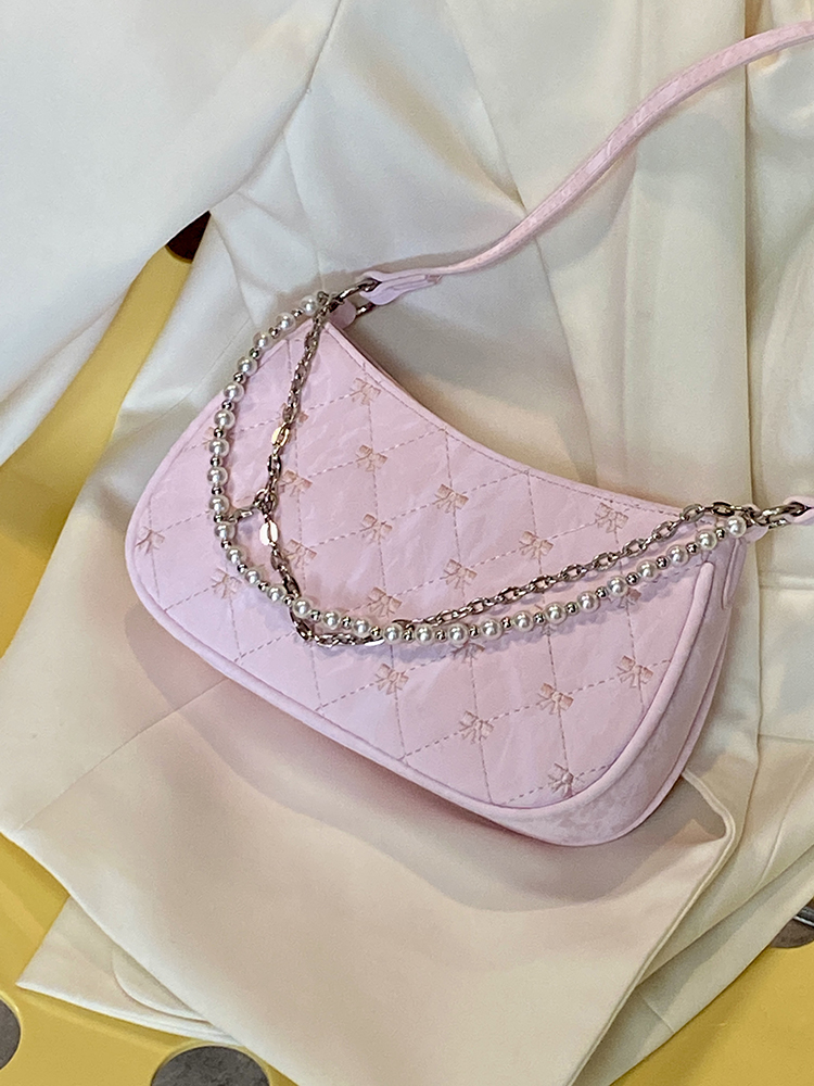 2025 Women's Korean-Style Pink Chain Underarm Crossbody Bag - Small Shoulder Bag with Niche Design