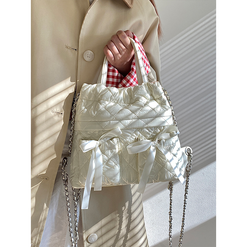 2025 Women's Korean Style Versatile High-End Backpack with Chain Detail - Fashionable Small Double Shoulder Bag