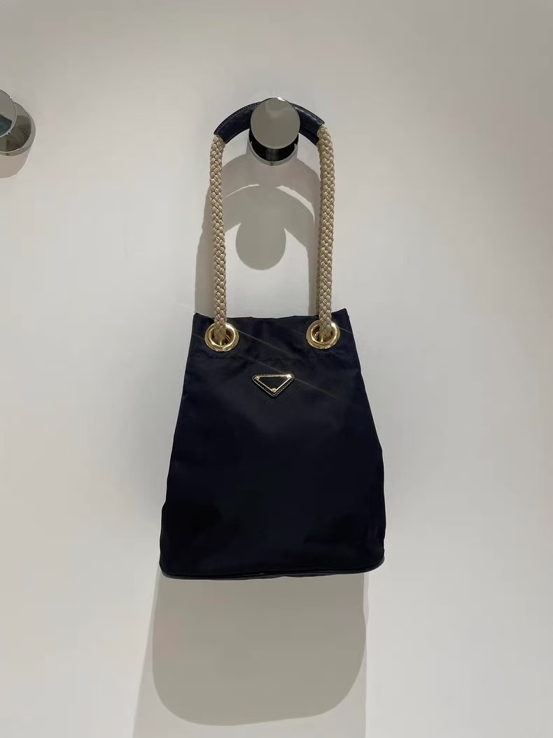 2025 Women's Nylon Mini Bucket Bag with Cotton Rope Handle - Versatile Sports Style Tote for Everyday Fashion