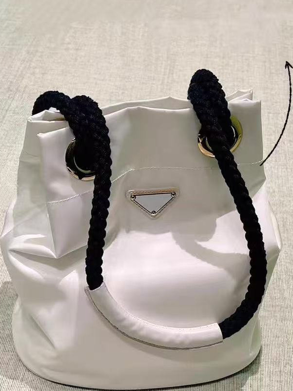 2025 Women's Nylon Mini Bucket Bag with Cotton Rope Handle - Versatile Sports Style Tote for Everyday Fashion