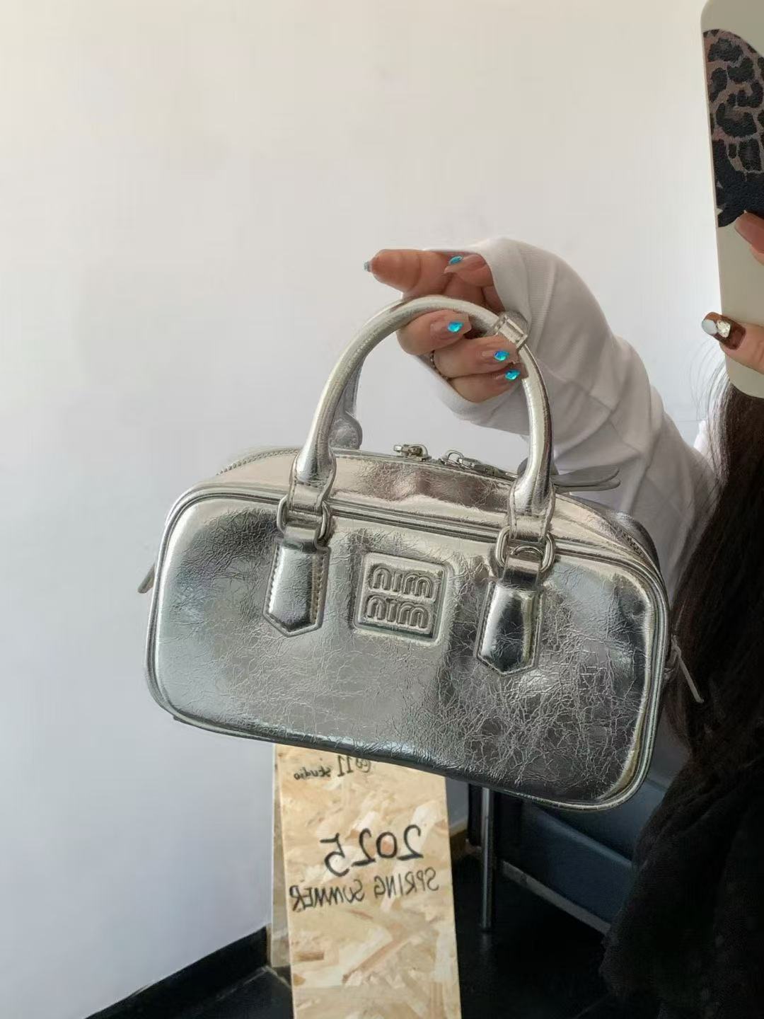 2025 Women's Shiny Metallic Bowling Handbag - Versatile Shoulder Crossbody Boston Bag for Trendy Style