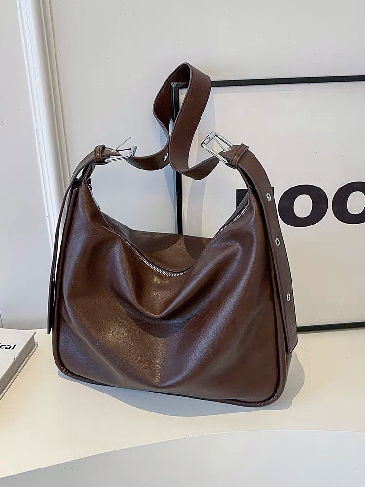 2025 Women's Vintage Soft Leather Crossbody Tote Bag - Fashionable Large-Capacity Single-Shoulder Commuting Style