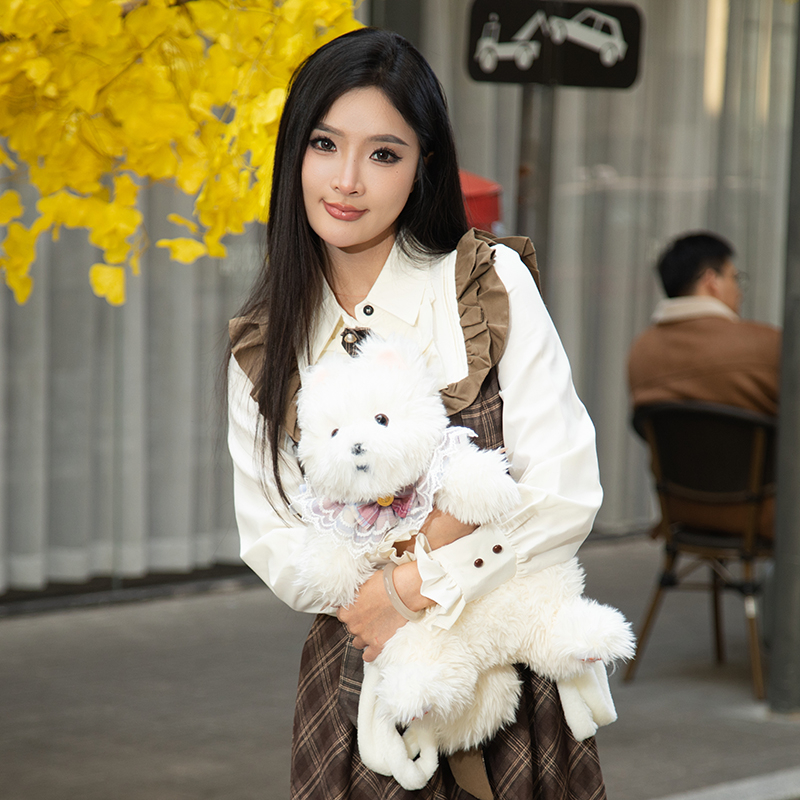 Adorable Plush Cartoon West Highland White Terrier Backpack Doll Bag - Perfect Gift for Girlfriend's Birthday