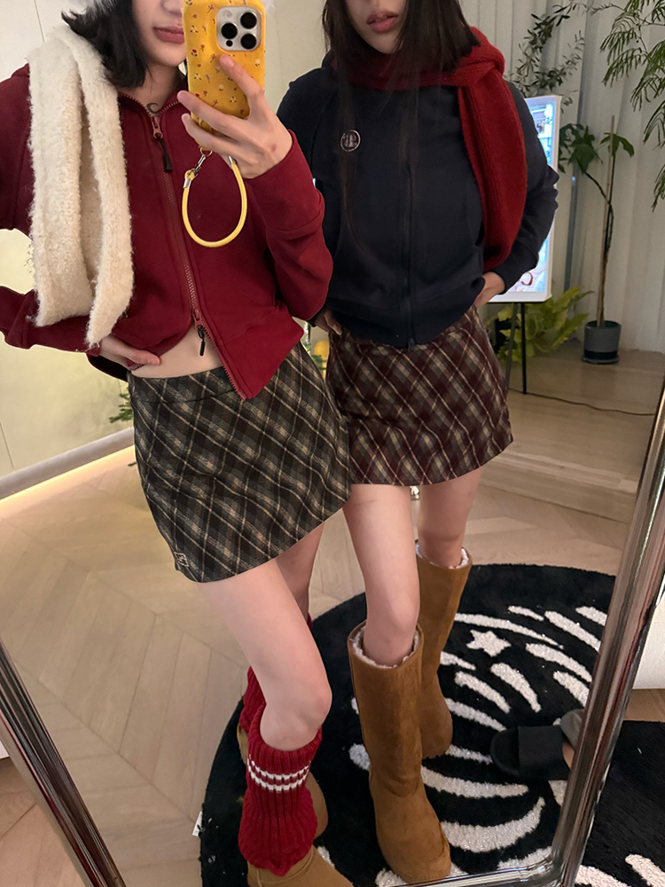 American College Style Slim-Fit Plaid Short Skirt for Women - Sexy Bodycon A-Line Hip-Hugging 2025 Trend