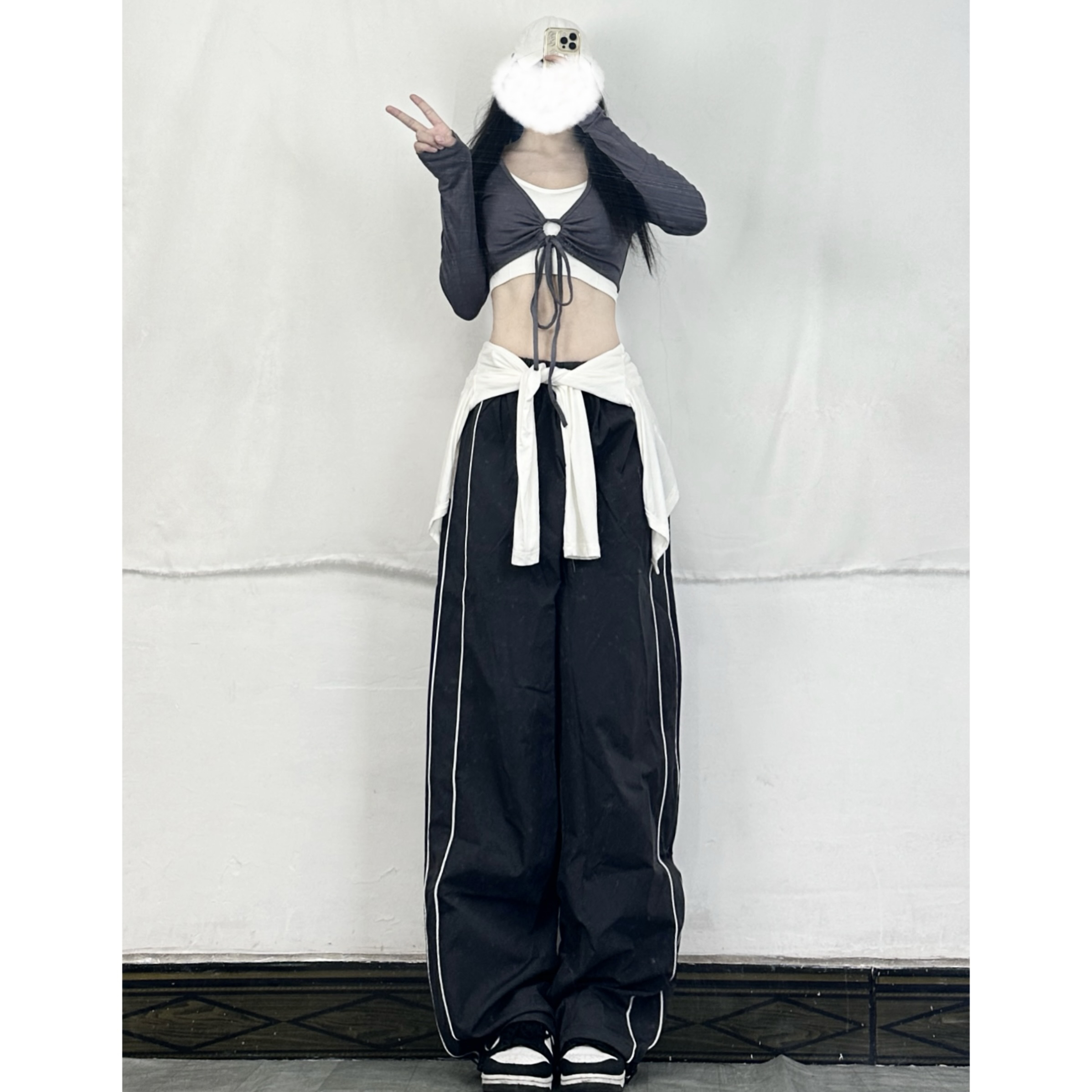 American Retro Camouflage Printed Multi-Pocket Wide-Leg Tapered Work Pants for Women - Street Style Fashion