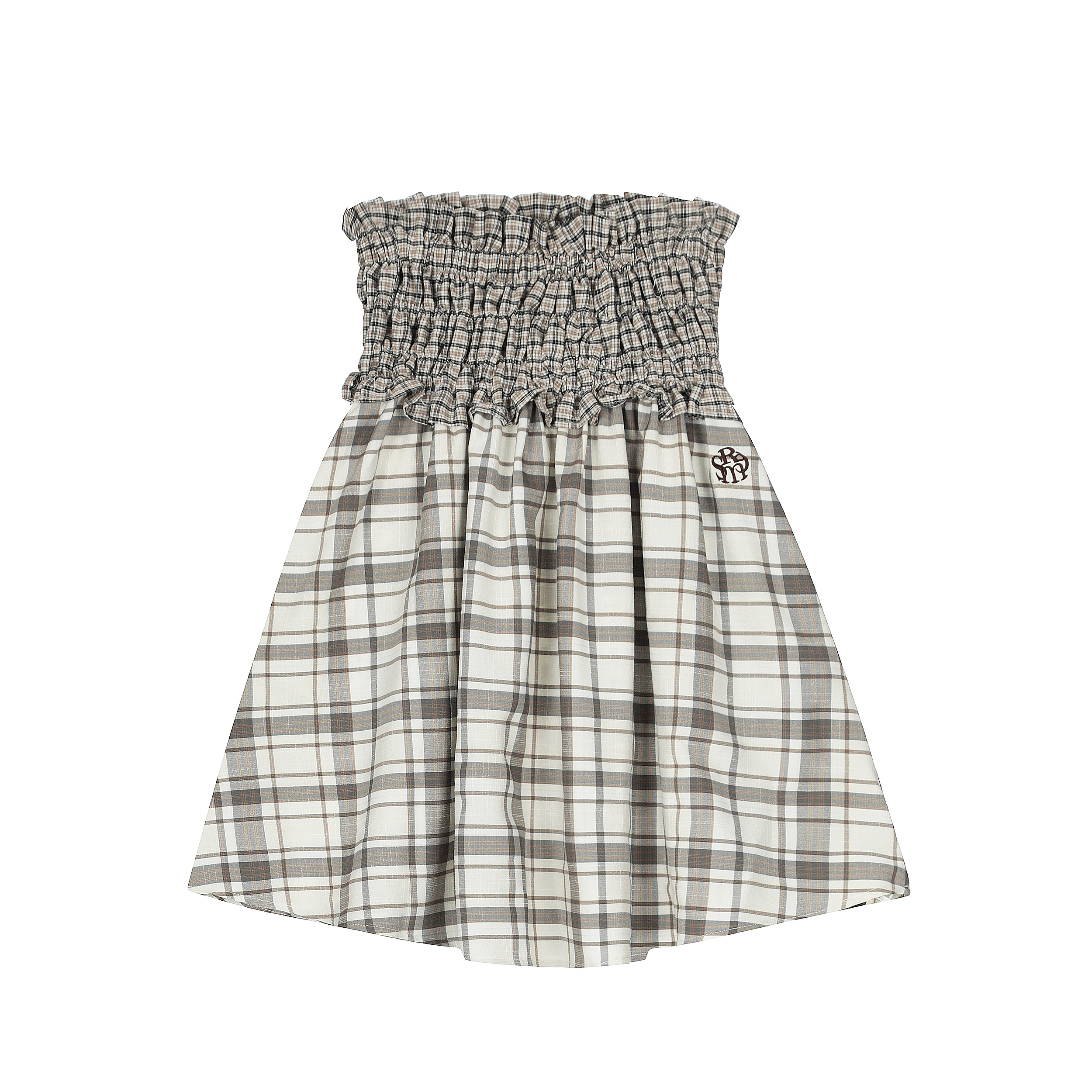 American Retro Color-Blocked Plaid Strapless Half Skirt Dress - Two-Way Wear, Waist-Cinching, Summer Women's Slim A-Line Style American Retro Color-Blocked Plaid Strapless Half Skirt Dress - Two-Way Wear, Waist-Cinching, Summer Women's Slim A-Line Style