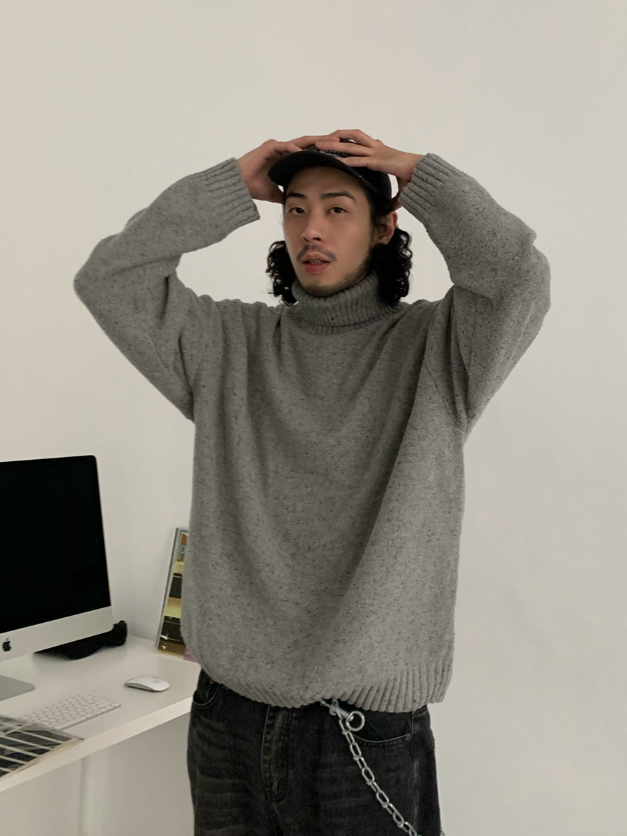 American Retro High-Neck Wool Knitted Sweater for Men, Loose Fit Japanese Style Pullover, Trendy Solid Color Fashion Top American Retro High-Neck Wool Knitted Sweater for Men, Loose Fit Japanese Style Pullover, Trendy Solid Color Fashion Top