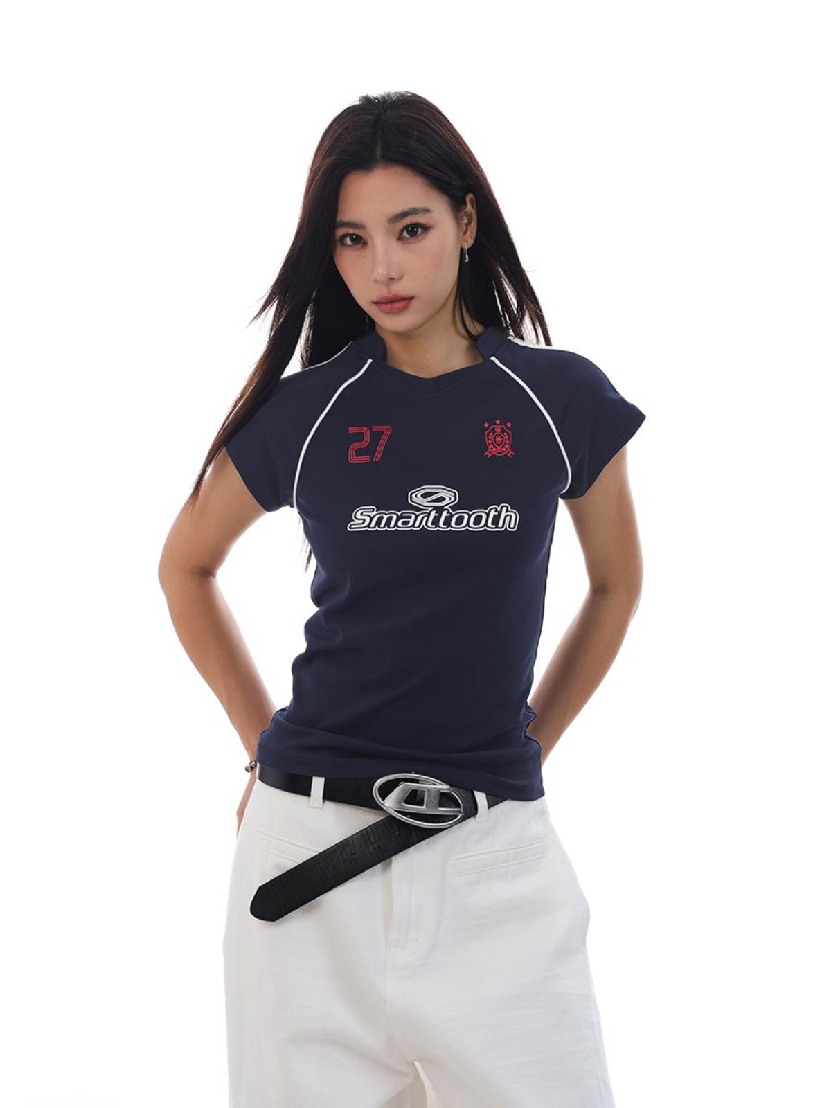 American Retro Jersey Short-Sleeve T-Shirt for Women - Summer Slim Fit Sports Casual Top, Y2K Style American Retro Jersey Short-Sleeve T-Shirt for Women - Summer Slim Fit Sports Casual Top, Y2K Style