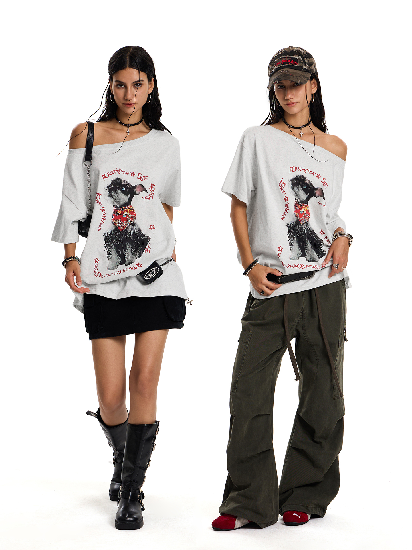 American Retro Off-Shoulder Asymmetrical T-Shirt for Small Dogs - Summer Loose Fit Slanted Shoulder Top with Short Sleeves American Retro Off-Shoulder Asymmetrical T-Shirt for Small Dogs - Summer Loose Fit Slanted Shoulder Top with Short Sleeves