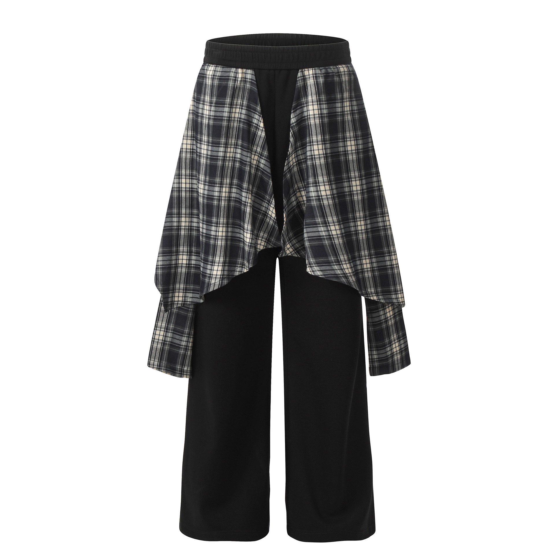 American Retro Plaid Wide-Leg Jazz Dance Pants for Women - Spliced Hip-Hop Design, Loose Fit, Trendy 90s Style