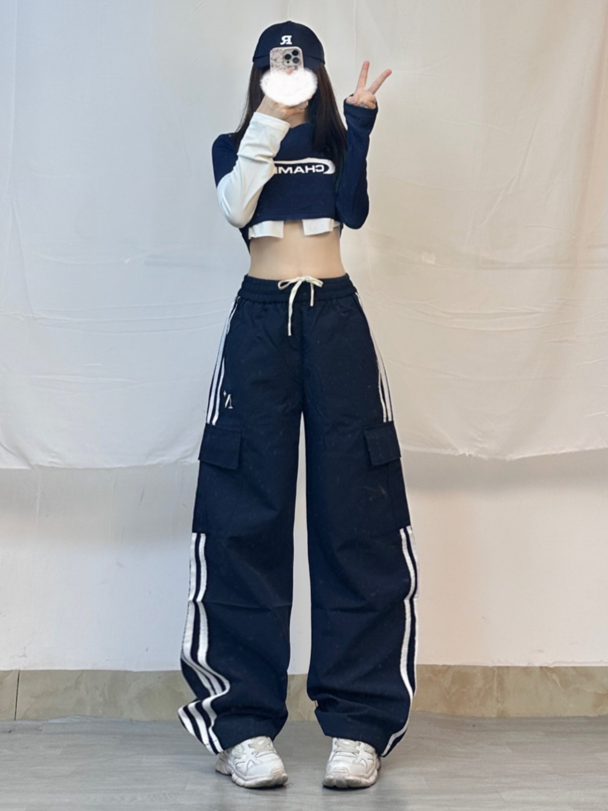 American Retro Side Stripe Cargo Pants - Three-Stripe Tapered Jazz Dance Pants for 90s Y2K Style