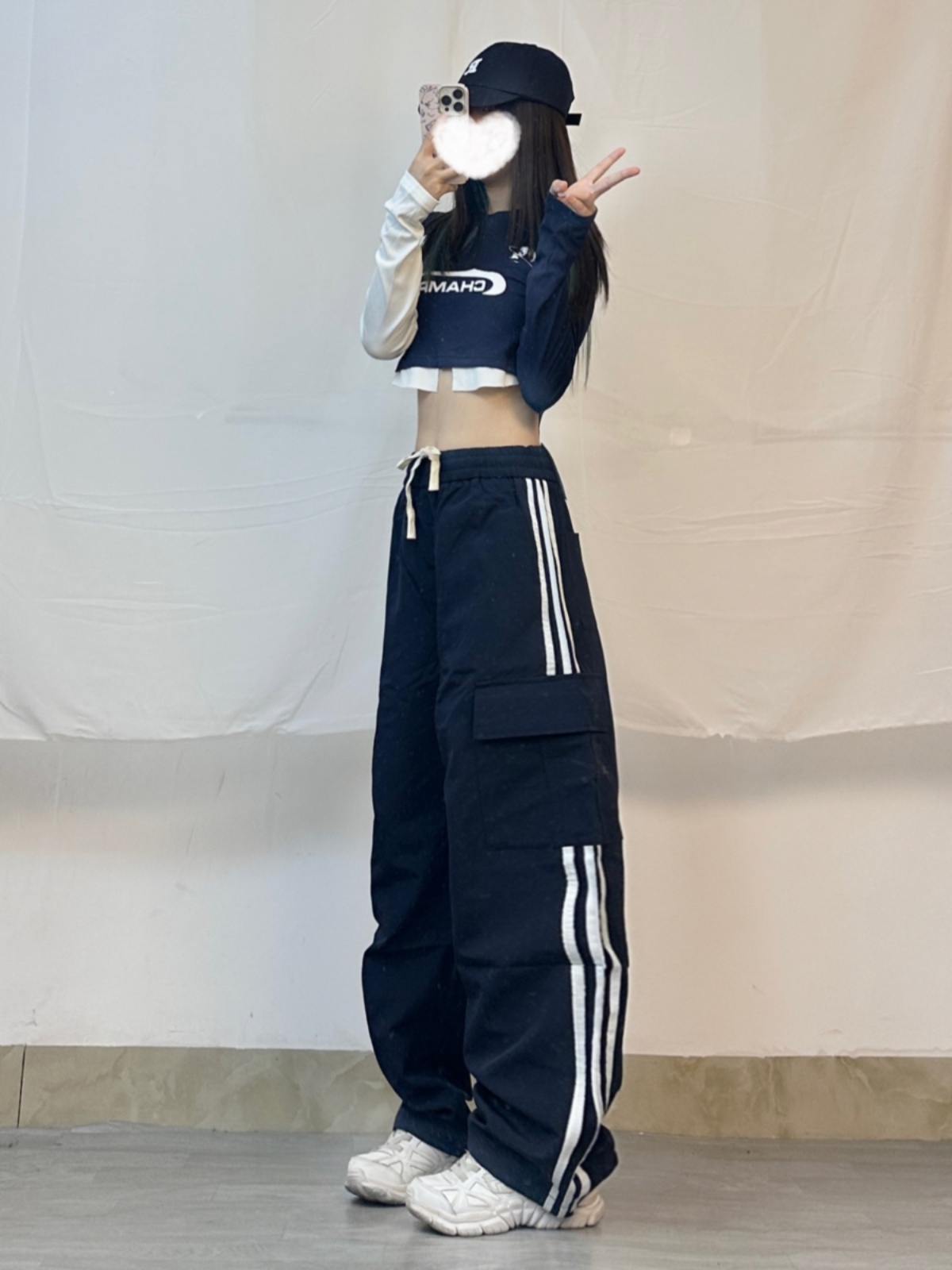 American Retro Side Stripe Cargo Pants - Three-Stripe Tapered Jazz Dance Pants for 90s Y2K Style American Retro Side Stripe Cargo Pants - Three-Stripe Tapered Jazz Dance Pants for 90s Y2K Style