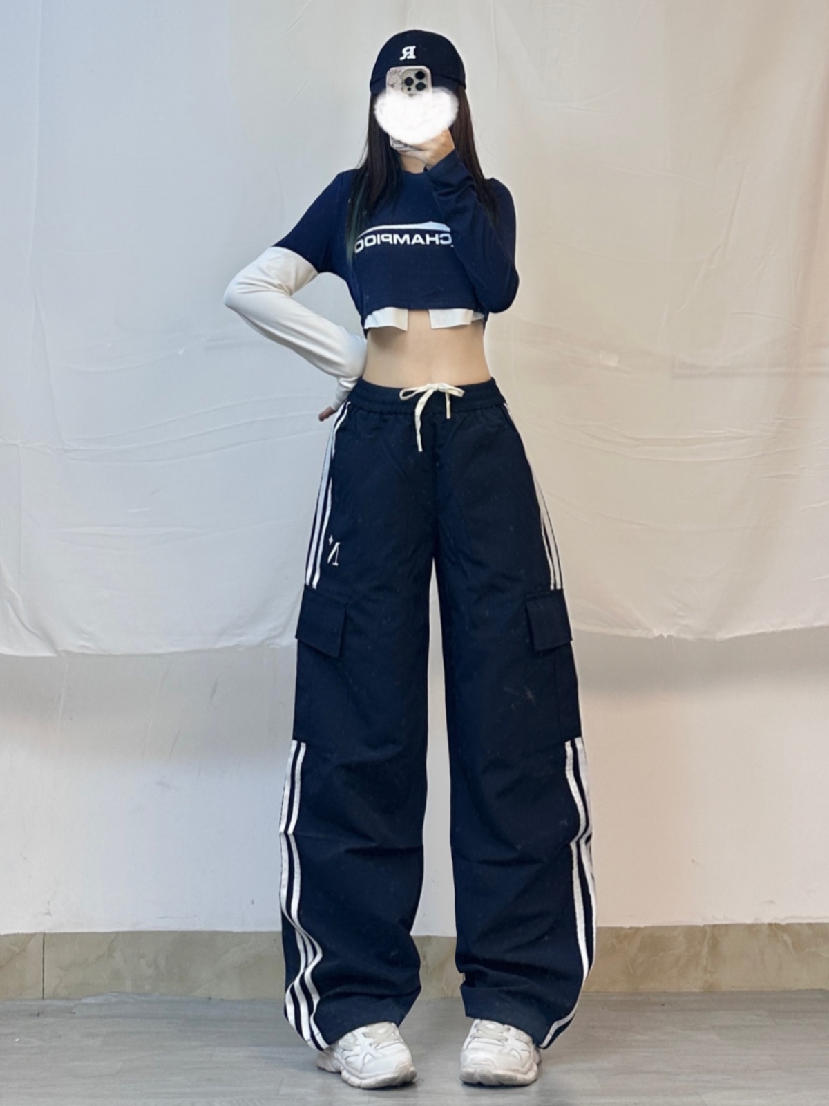 American Retro Side Stripe Cargo Pants - Three-Stripe Tapered Jazz Dance Pants for 90s Y2K Style American Retro Side Stripe Cargo Pants - Three-Stripe Tapered Jazz Dance Pants for 90s Y2K Style
